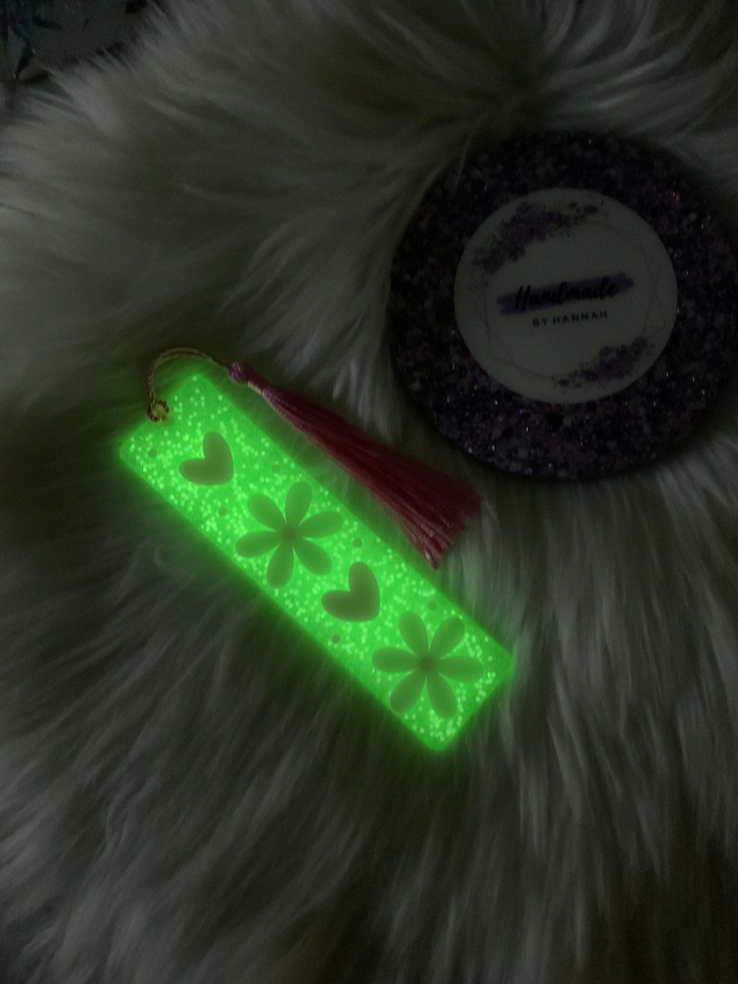 Hearts & Flowers Bookmark | Glow in the dark