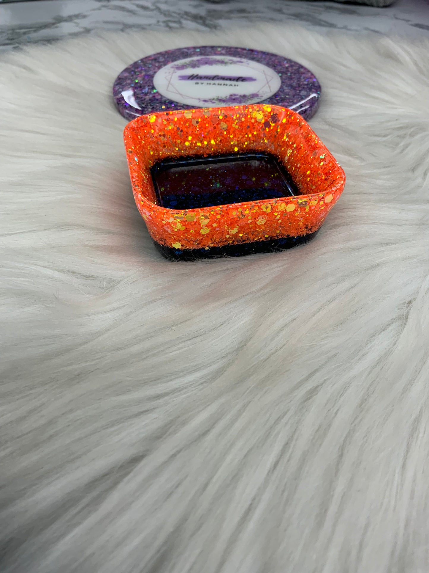 Orange & Navy Square Trinket Dish