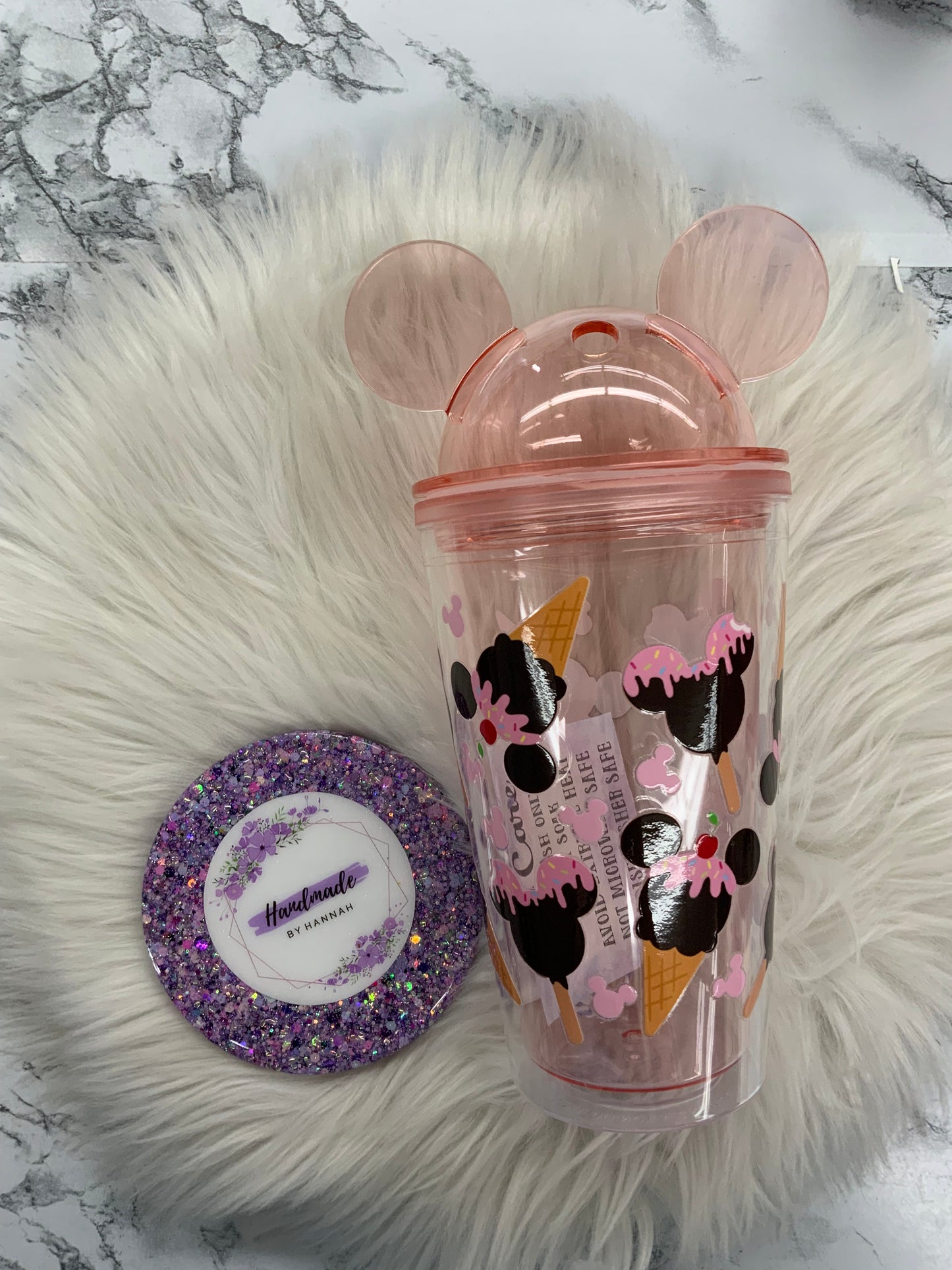 16oz Pink Mouse Tumbler- PLASTIC