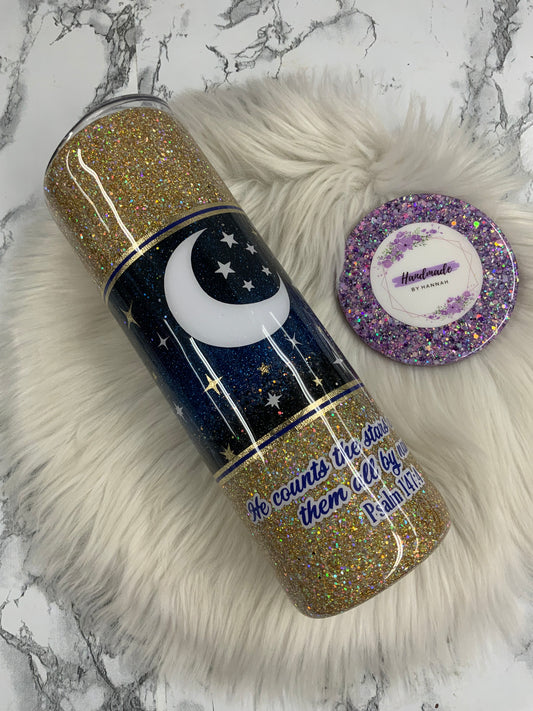 30oz Tumbler- Moon & Stars Psalm 147:4