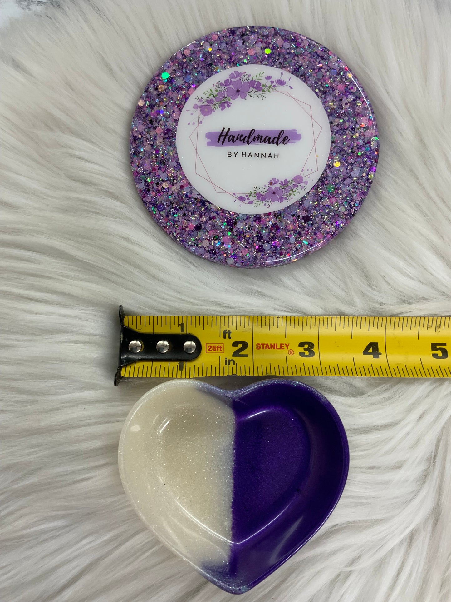 White & Purple Heart Trinket Dish