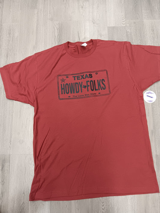 Adult XL-Howdy Folks (Terracotta-Unisex Fit)