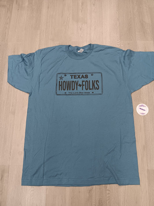 Adult XL-Howdy Folks (Slate Blue-Unisex Fit)