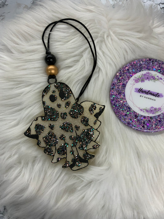 Cow Print Ghost Car Freshie | Scent: Pumpkin Caramel Crunch