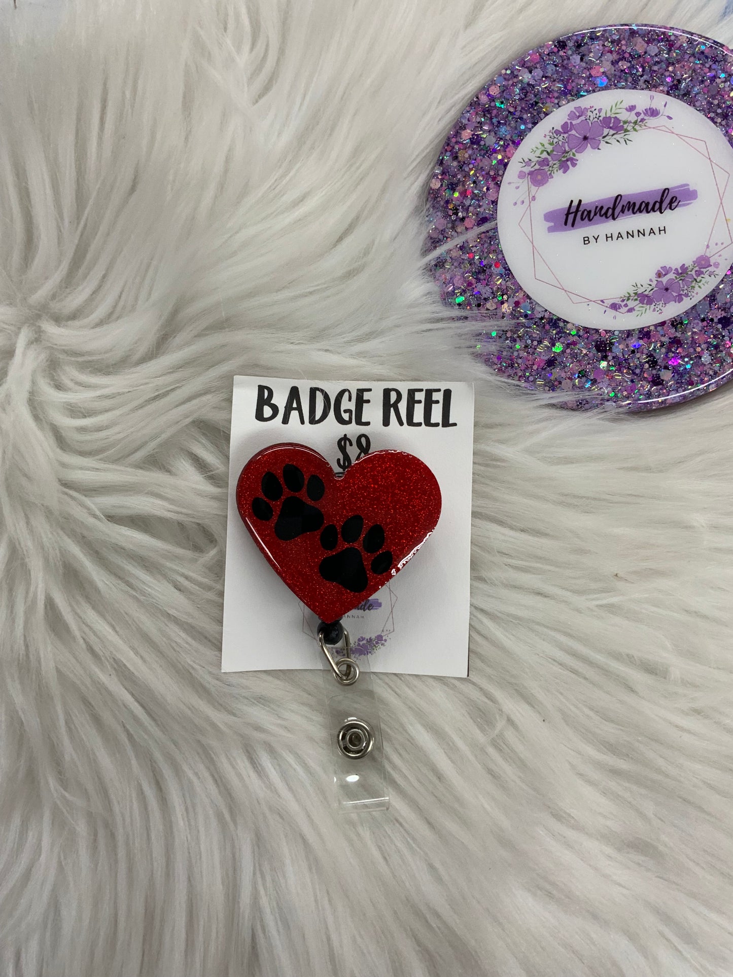 Red Paw Print Badge Reel