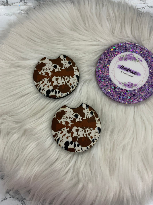 Cow Print Car Coasters