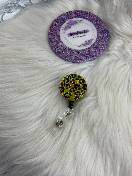 Yellow Leopard Circle Badge Reel