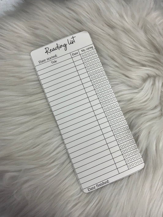Reading List Bookmark (Double Sided)