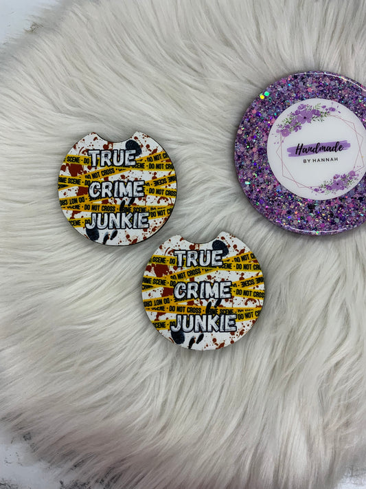True Crime Junkie Car Coasters