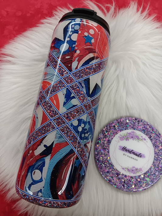 Red, White & Blue 18oz Dual Flip Tumbler