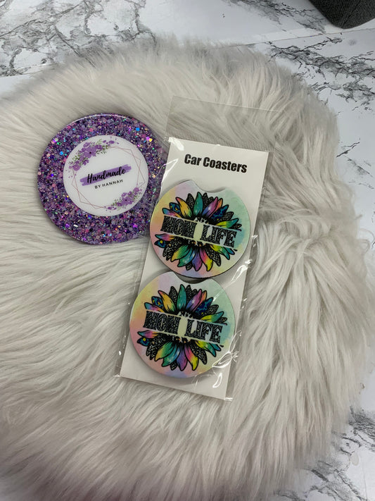 Mom Life Car Coasters
