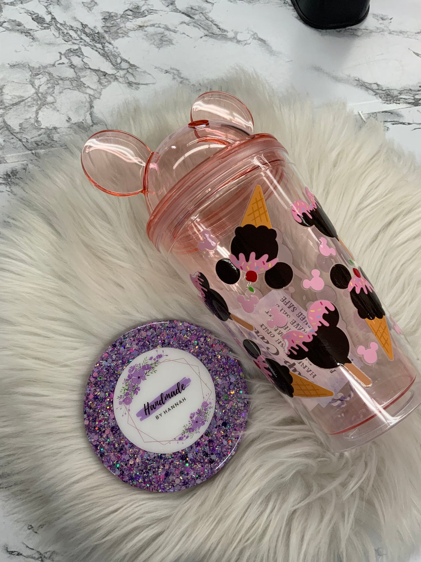 16oz Pink Mouse Tumbler- PLASTIC