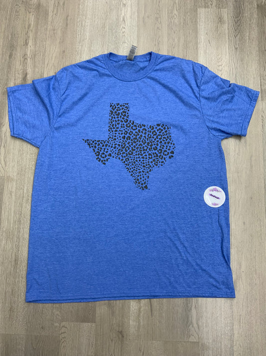 Adult 2XL- Leopard Texas (Royal Blue Heather-Unisex Fit)