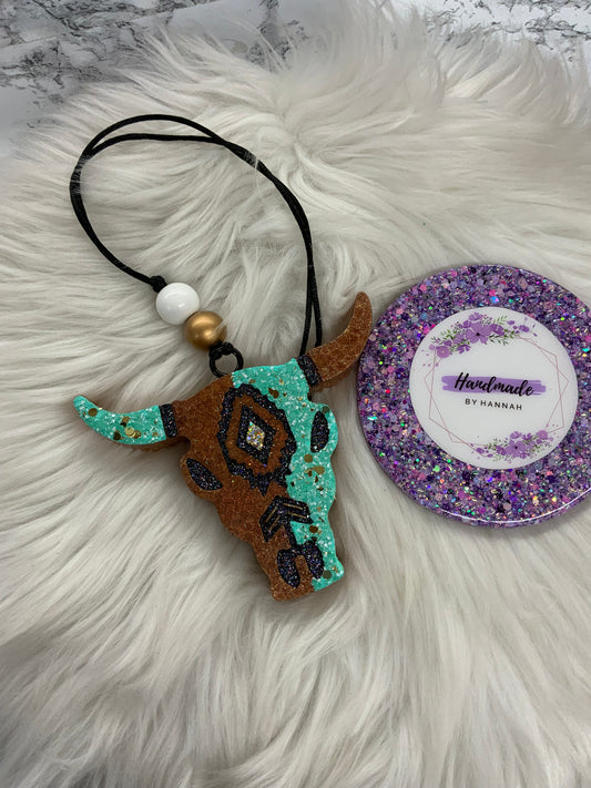 Bull Skull Car Freshie | Scent: Leather & Lace