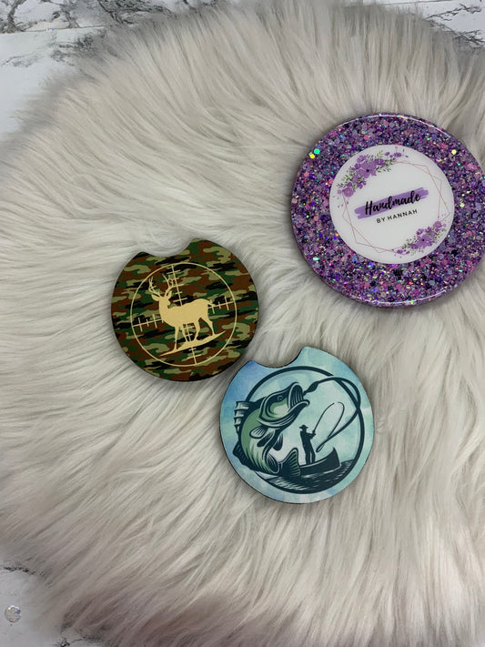 Hunting and Fishing Car Coasters