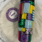 30oz Patchwork Tumbler- Screw On Hydrosport Lid and Internal Straw