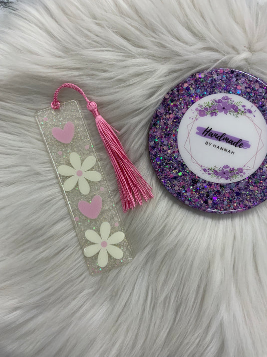 Hearts & Flowers Bookmark | Glow in the dark
