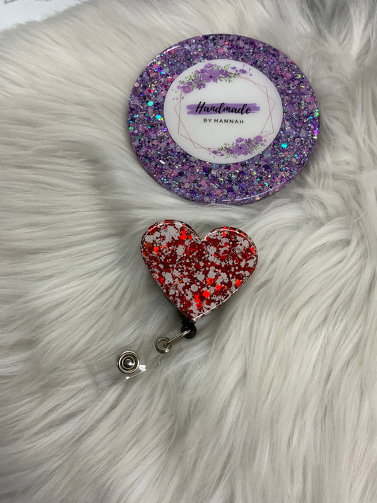 Red & White Heart Badge Reel