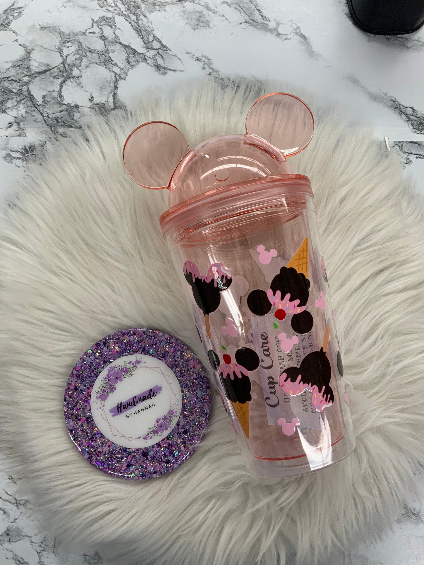 16oz Pink Mouse Tumbler- PLASTIC