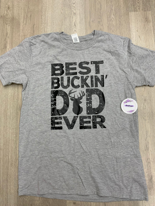 Adult Large-Best Buckin’ Dad (Light Gray-Unisex Fit)