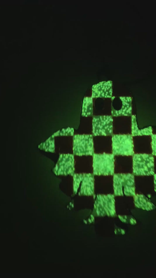 Checkered Ghost Car Freshie | Glow in the Dark | Scent: Cozy Flannel