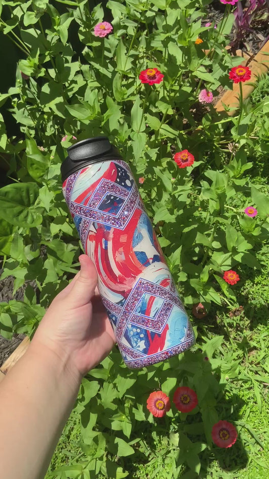 Red, White & Blue 18oz Dual Flip Tumbler