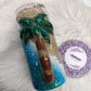 15oz Beach Tumbler With Palm Tree Handle
